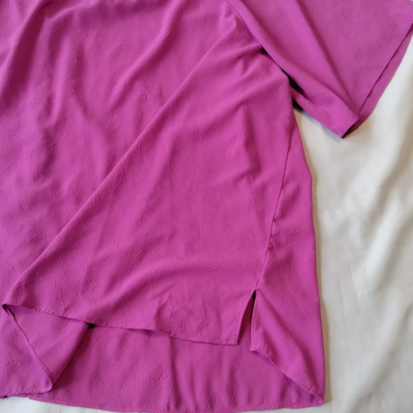 Catherines Shirt Top Blouse 5X 34W 36W Fuchsia Pink Textured Stretch Short Slv - Picture 11 of 12